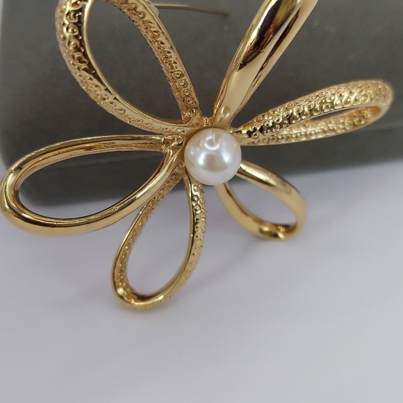 STUNNING PEARL & GOLD BROOCH - Picture 3 of 8